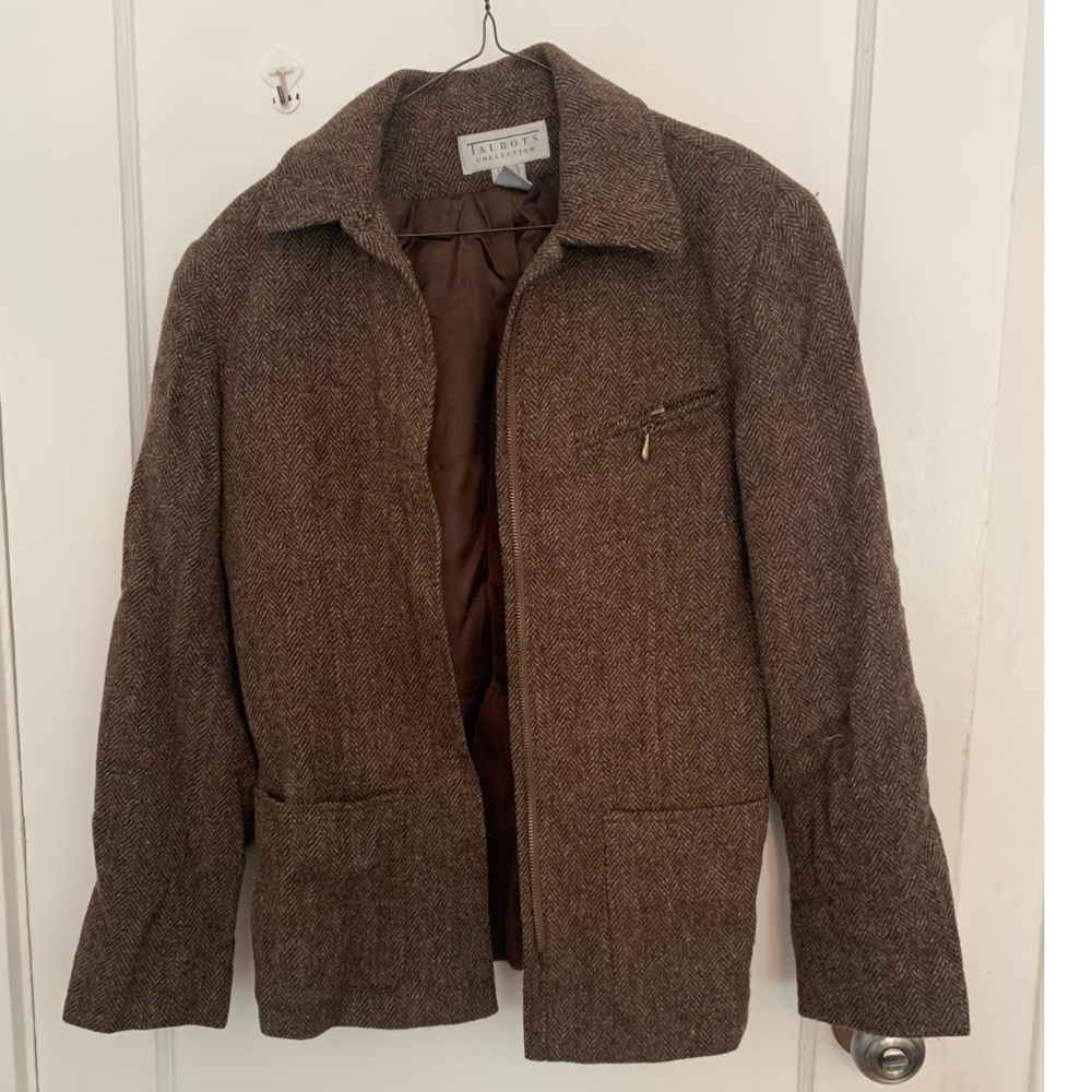 Size 8 Talbots Tweed Brown Jacket